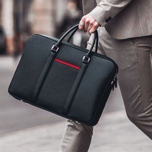 Maverick & Co. Saffiano Black Leather Briefcase